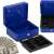 Springos blue metal cash box with compartments, key lock, and handle, open with compartments tray, with money inside