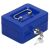 Springos blue metal cash box with key
