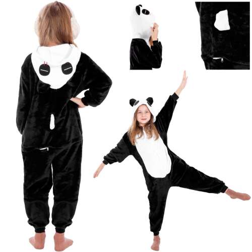 Pijama tip salopeta pentru copii, model panda, marime 110-120cm