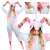 Springos Einhorn Kigurumi Onesie, rosa und blau, mit Regenbogen-Schwanz und Einhorn-Kopf auf der Kapuze