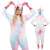 Springos unicorn Kigurumi onesie, pink and blue, front view