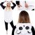 Collage of Springos Panda Kigurumi Pajama details: full view, pocket, zipper, hood