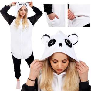 Springos Panda Kigurumi Pajama - Woman wearing panda onesie with hood, pocket and zipper details - Kigurumi costume