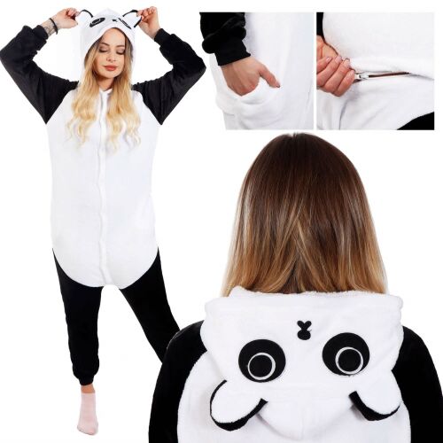 Pyžamo Springos Panda Kigurumi detaily: vrecko, zips, kapucňa