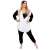 Springos Panda Kigurumi Onesie, schwarz-weiß, Ganzkörper-Pyjama, Erwachsenengröße, Seitenansicht