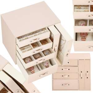 Springos rózsaszín ékszerdoboz - Kollázs nyitott és zárt nézetekkel - Springos