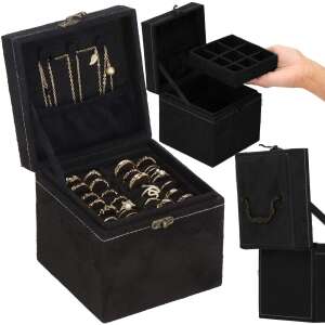 Springos ékszerdoboz több rekeszes, gyűrűk, nyakláncok, fülbevalók és karkötők tárolására - Sersimo