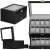 Black watch box with glass top and drawer for 20 watches, Springos