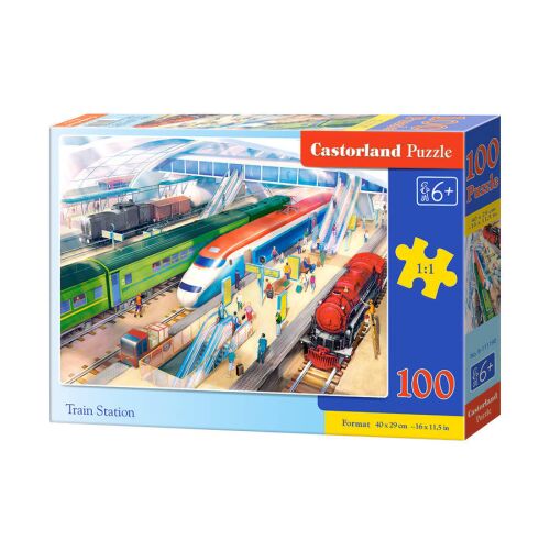 Castorland Vasútállomás puzzle, 100 darabos, vasúti jelenet