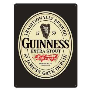 Guinness Extra Stout fém tábla, 30 x 40 cm, harfa logóval - Fémtábla
