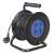 Black 25 meter extension cord reel with 4 grounded outlets