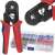 Crimping pliers with wire terminal set, 0.25-10mm² crimping range, red and blue handles, includes 500 wire terminals