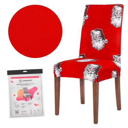 Springos chair cover with Santa Claus pattern, red, 1 piece