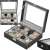 Springos Black 10-Slot Watch Box with Watches, display case