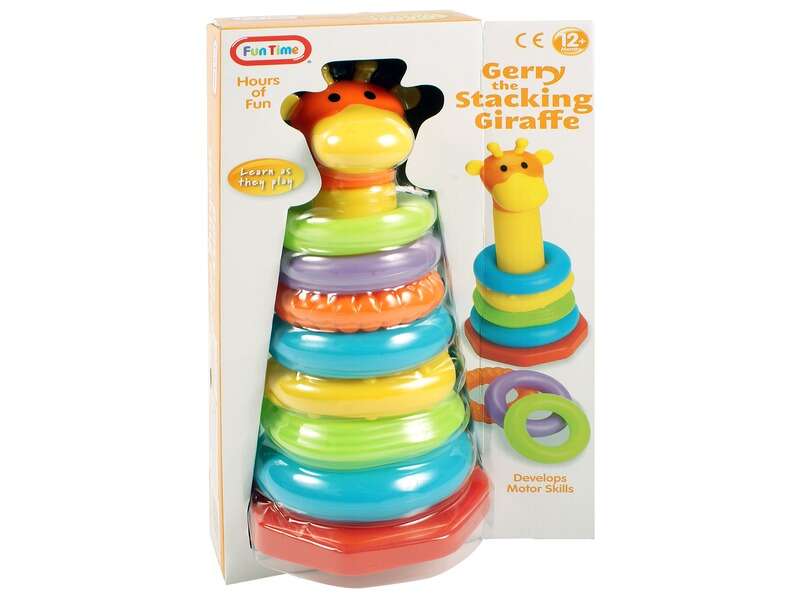 Zsiráf montessori karika toronyépítő