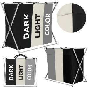 Springos 3-compartment rectangular waste bin, 146L - Black, Grey