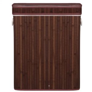 Springos Dark Brown Bamboo Laundry Basket with Lid - Laundry Basket