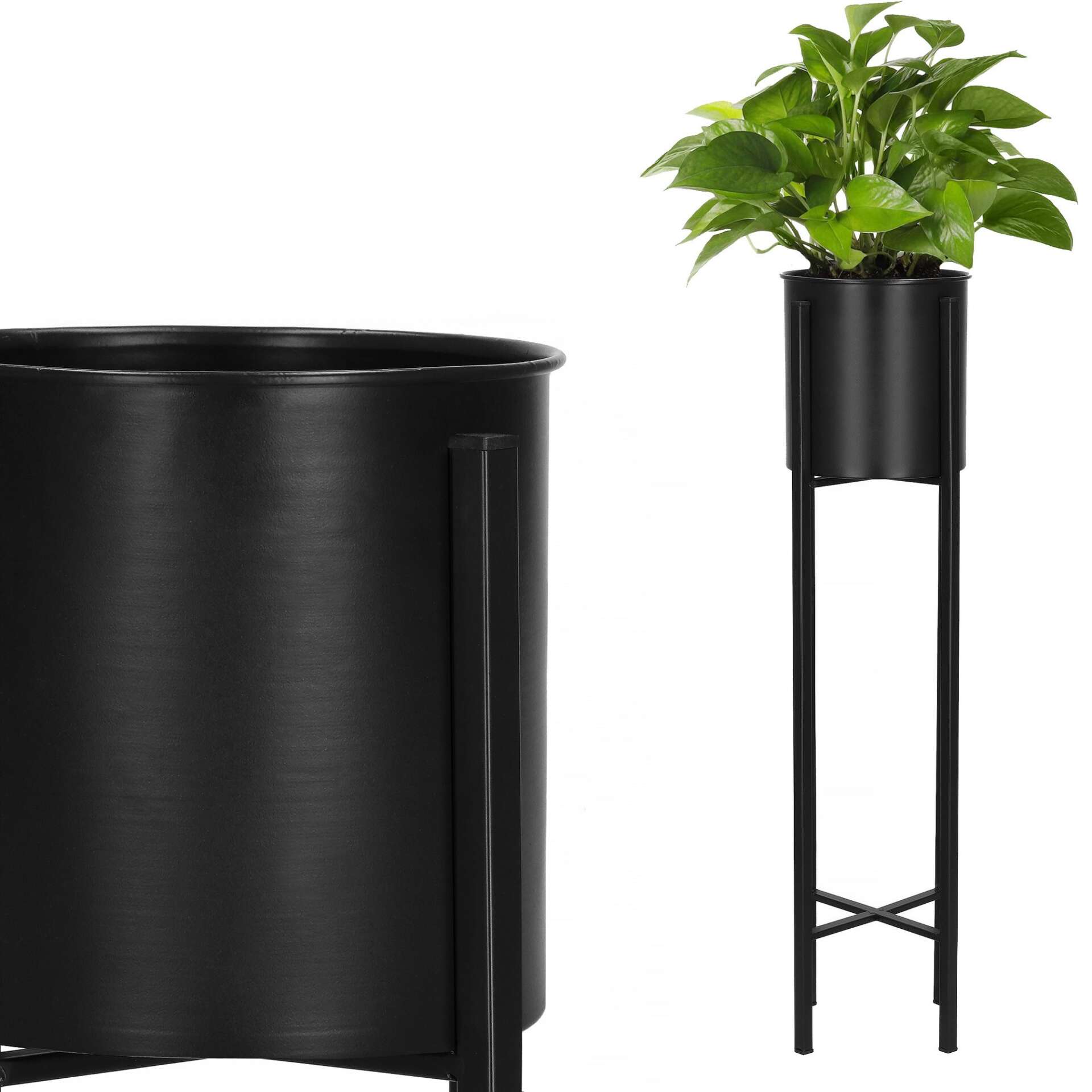Springos fém Virágtartó állvány, 74 cm - Fekete