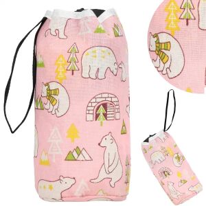 Springos rózsaszín, medve mintás játéktároló zsák húzózsinórral - Springos