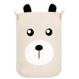 Cos depozitare haine sau jucarii, 40x33cm, bumbac si in, 43 l, ursulet, bej