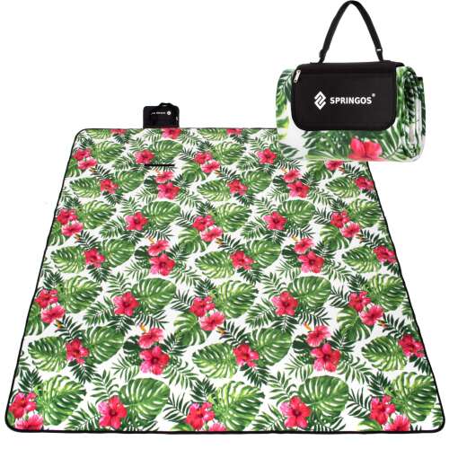 Springos Picknickdecke mit Blumenmuster, 200 x 160 cm