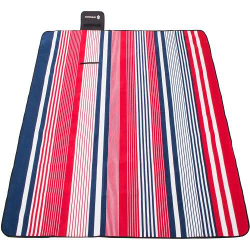 Springos picnic blanket, red, white and blue striped, 200 x 200 cm