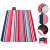 Springos picnic blanket, red, white and blue striped, unfolded, with carrying handle
