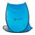 Springos blue pop up beach tent, side view with logo