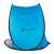 Springos blue pop up beach tent, side view with logo