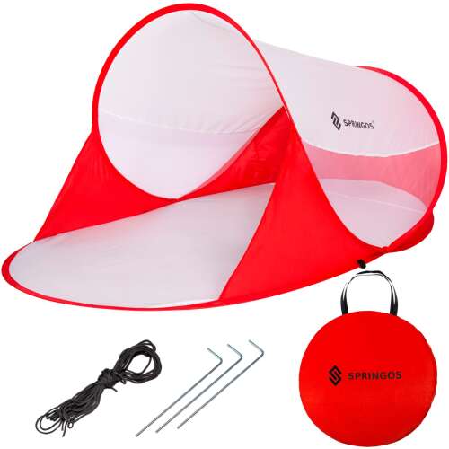Springos pop-up cort de plajă cu protecție UV 200x120cm #red