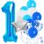 Springos 1st birthday balloon set with blue number one, star and confetti balloons
