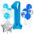 Springos blue number 1 balloon with star and confetti balloons