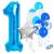 Springos 1st birthday balloon set with blue number one, star and confetti balloons