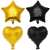 Złote i czarne balony w kształcie gwiazd i serc do dekoracji na przyjęcie urodzinowe