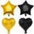 Czarne i złote foliowe balony w kształcie serca i gwiazdy do dekoracji urodzinowych