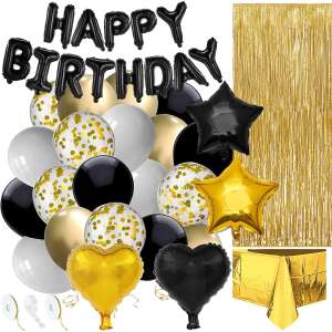 Springos Set de decorare pentru ziua de naștere # negru-aur-negru 51943835 Accesorii pentru petrecere