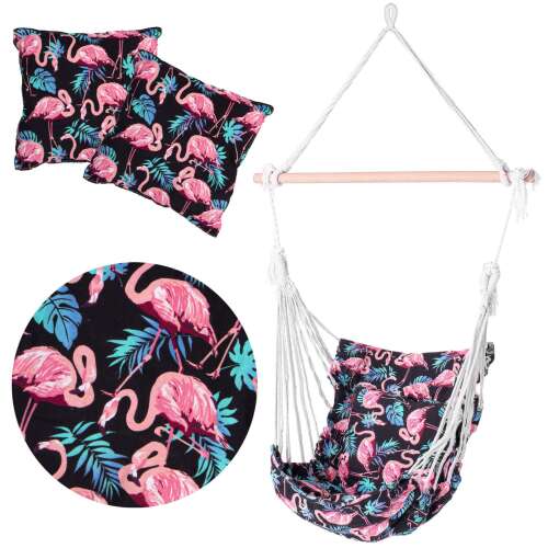 Springos Brazil viseća stolica s flamingom uzorkom i dva jastuka