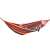 Springos red striped hammock with person relaxing