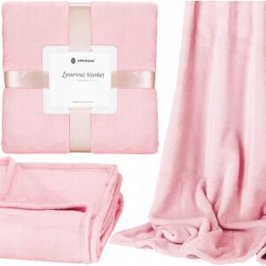 Springos pink plush blanket, folded and draped, showcasing the soft texture. - Springos