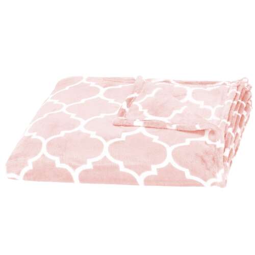 Springos pink Moroccan trellis pattern blanket, 200x220cm