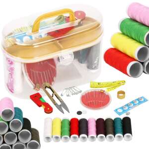 Springos komplet za šivanje s 48 dijelova, uključujući igle, škare i dodatke, u prozirnoj kutiji za pohranu sa žutom ručkom - OEM