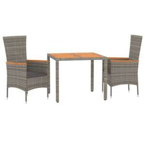 3 piece grey polyrattan garden dining set with cushions - Garden Set