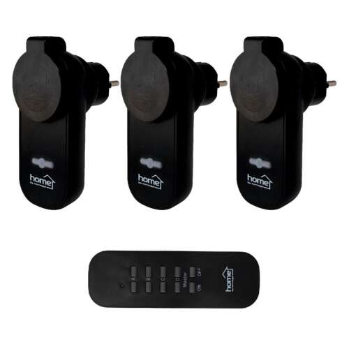 HOME Távirányítható IP44 hálózati aljzat szett (3 aljzat + 1 távirányító), 1000 W THO 113