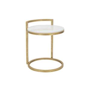 DAISY ROUND weißer und goldener Beistelltisch mit Marmorplatte - Couchtische