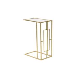 Szögletes nézet a RAVEN arany fém és üveg lerakóasztalról - Dohányzóasztal