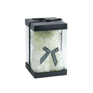 Fehér rózsaszállal díszített medve ajándékdobozban, 24cm - Ajándék ötlet Valentin-napra