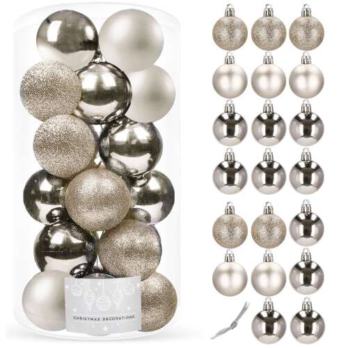 Springos Christmas tree baubles 20 pcs - champagne/silver