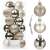Set of 20 champagne and silver Christmas tree ornaments in a clear plastic container