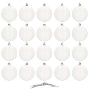 Set de 20 ornamente pentru brad Springos albe de 8 cm - Decorațiuni pentru pomul de Crăciun