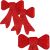 Springos red glitter Christmas bows, set of two